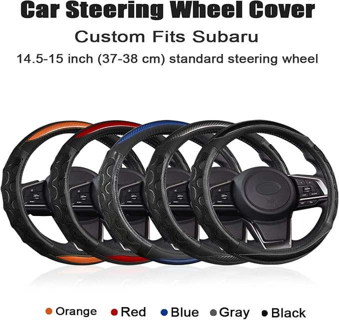 GIANT PANDA Steering Wheel Cover for Subaru Forester, Car Steering Wheel Cover for Subaru Outback and Crosstrek - Red