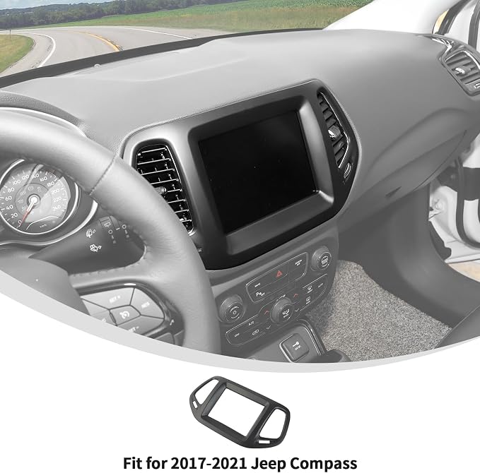 Linskip Information Screen Trim Compatible with 2017 2018 2019 2020 2021 Jeep Compass, Air Vent Covers for Jeep Compass Interior Accessories(Matte Black)
