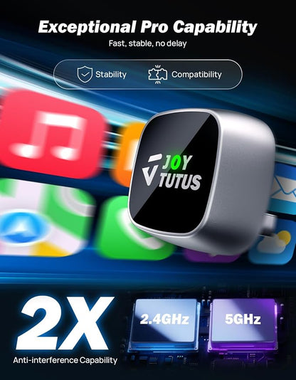 JOYTUTUS Wireless CarPlay Adapter, 2026 Upgrade Wired to Wireless for iPhone CarPlay & Android Auto, Adapter Compatible with USB A & USB C, Mini Cube Design for Cars with Built-in Wired CarPlay