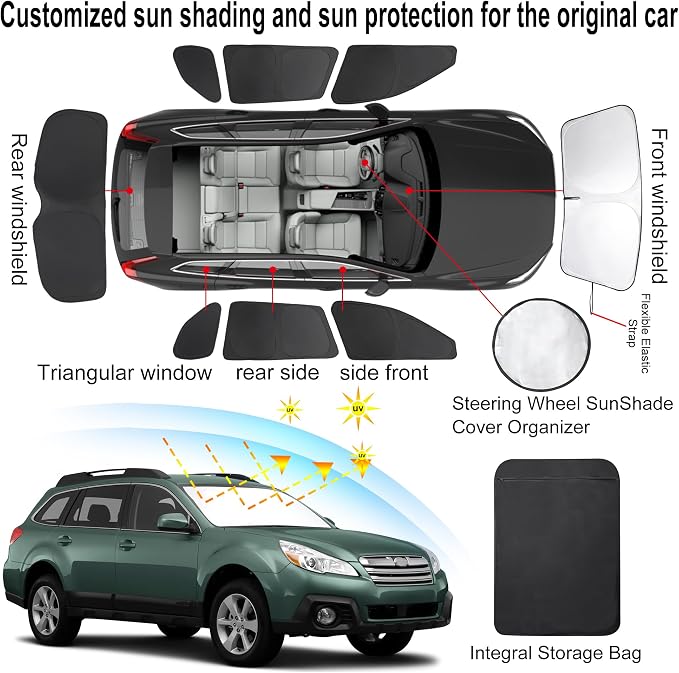 TINGLU Window Shades for Subaru Outback Wagon 2010-2014 Accessories Car Side Full Windows Windshield Sun Shade Sun UV Rays & Privacy Protection for Camping,Napping,and Relaxing 8PCS