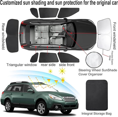TINGLU Window Shades for Subaru Outback Wagon 2010-2014 Accessories Car Side Full Windows Windshield Sun Shade Sun UV Rays & Privacy Protection for Camping,Napping,and Relaxing 8PCS