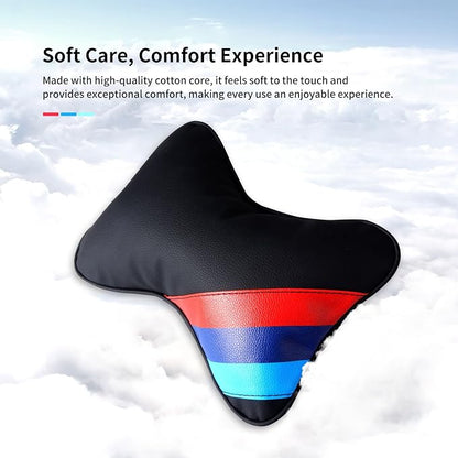 2 PCS Car Headrest Pillow for BMW Accessories, Car Soft PU Leather Neck Pillow Support