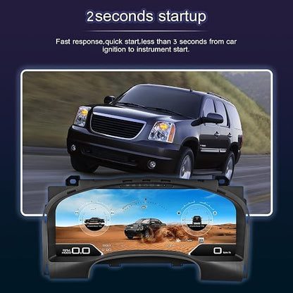 15.1 Inch Car Digital Cluster Gauge Replacement for GMC Yukon/Chevrolet Tahoe Silverado 2007-2012 Liquid Crystal Instrument Panel Automotive Dashboard Speedometer Screen Virtual Cockpit Head Unit