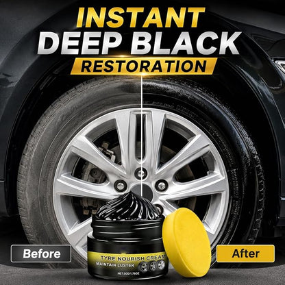 Tyre Nourish Cream, Advanced Tire Wax Black for Ultimate Wheel Shine, Long-Lasting Ceramic Tire Coating, Waterproof and UV Protection Tire Polish Paste for Cars, Trucks and Motorcycles