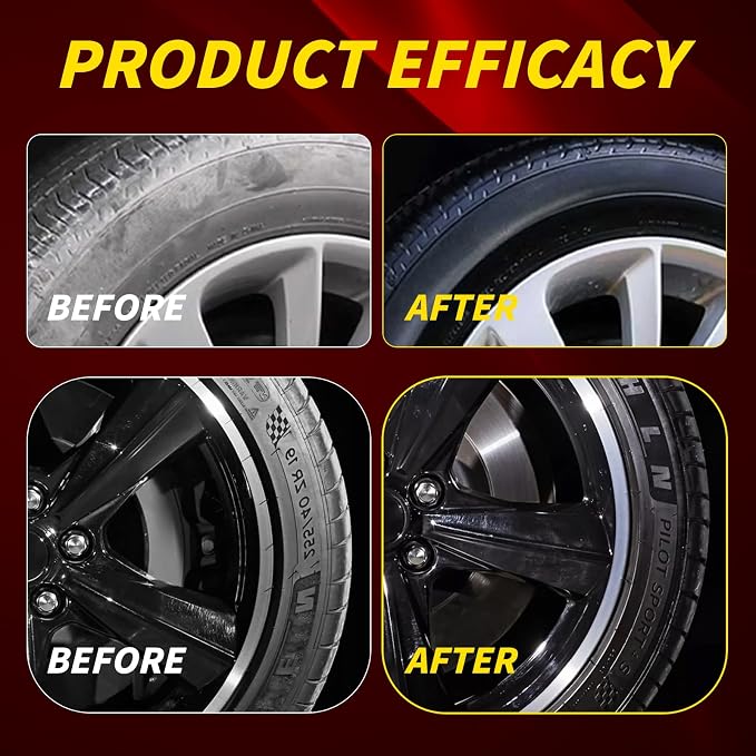 Premium Tire Coating & Trim Restorer, Bring Back the Original Deep Black Shine to Rubber and Plastic, Long Lasting Gloss Finish, Tire Coating Paste for Car Tire Plastic Trim Care, Maintenance (2 Set)