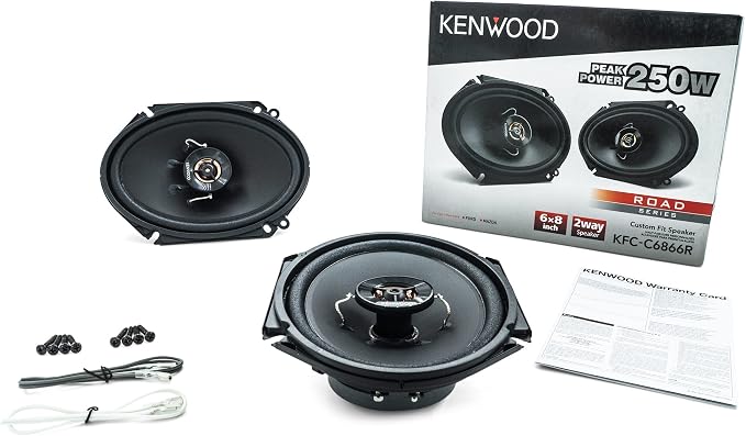 Kenwood KFC-C6866R Road Series Car Speakers (Pair) - 6"x8" 2-Way Car Coaxial Speakers, 250W, 4-Ohm Impedance, Cloth Woofer & Balanced Dome Tweeter, Heavy Duty Magnet Design