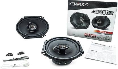 Kenwood KFC-C6866R Road Series Car Speakers (Pair) - 6"x8" 2-Way Car Coaxial Speakers, 250W, 4-Ohm Impedance, Cloth Woofer & Balanced Dome Tweeter, Heavy Duty Magnet Design