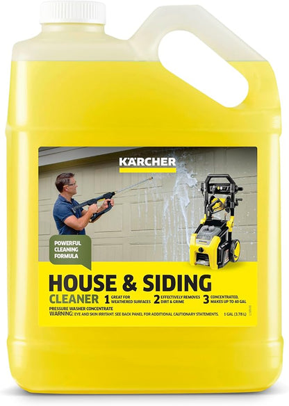 Kärcher House & Siding Cleaner, Removes Dirt, and Grime, Highly Concentrated, Makes up to 40 gal of Cleaner, Readily Biodegradable, For Pressure Washers