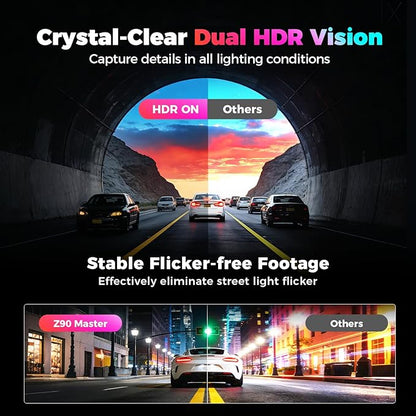 DDPAI 4K 3-Channel Dash Cam,Dashcam for Cars with 128G eMMC+CPL,Front & Rear & Inside(2160P+2160P+1080P),Dual STARVIS 2 Sensors IMX678 + IMX678,AI ISP Night Vision,ADAS, WiFi 6, 4G LTE,Z90 Master 3CH