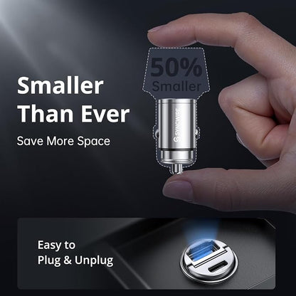 USB C Car Charger Syncwire 90W [PD 45W & QC 45W] USB Car Charger Adapter Fast Charging [Super Mini & All Metal] Compatible with iPhone 15/14 Pro Max Plus 13 12 Samsung S23/S22/21 Note 22, Pixel, iPad
