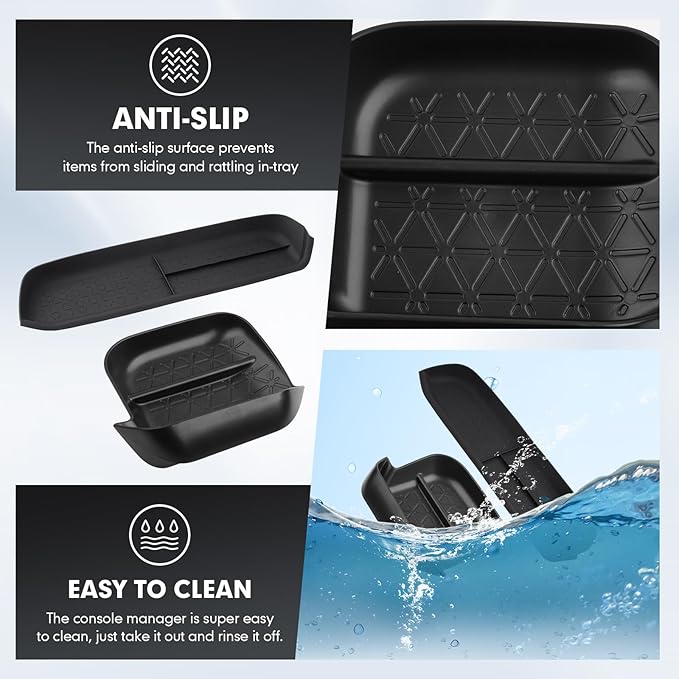 Autorder 2PCS Center Console Organizer for 2019-2025 Toyota RAV4 Accessories ABS Driver Drawer Storage Box Silicone Glove Box Organizer Center Console Insert Tray with Anti-Slip Surface