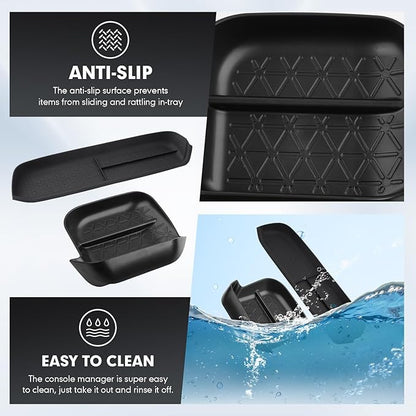 Autorder 2PCS Center Console Organizer for 2019-2025 Toyota RAV4 Accessories ABS Driver Drawer Storage Box Silicone Glove Box Organizer Center Console Insert Tray with Anti-Slip Surface