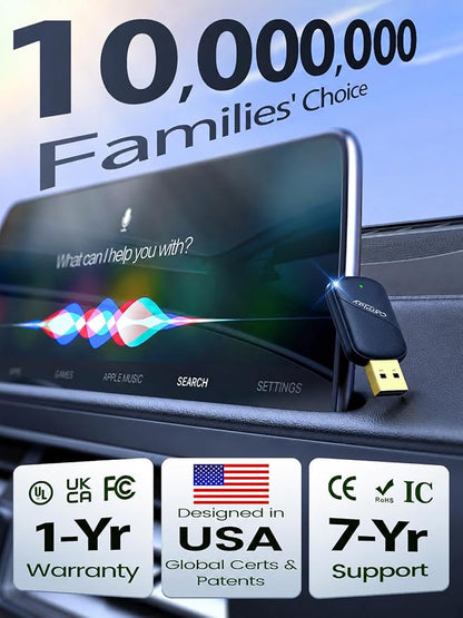 Wireless CarPlay Adapter for iPhone - Wired to Wireless CarPlay Dongle with USB-A/USB-C, Gold-Plated USB, Low Latency, Auto Reconnect, Mini Plug & Play Adapter for OEM Wired Cars 2016+