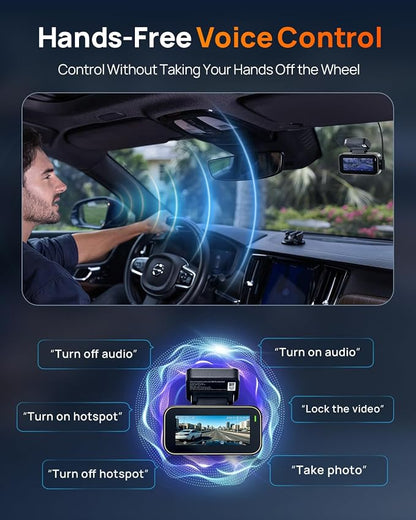 70mai A810 Lite 4K Dash Cam Front and Rear, 5GHz Wi-Fi 6 DashCam, Car Camera 4G LTE Remote Access, GPS Tracking, HDR Night Vision, 24H Parking Mode, Voice Control, Emergency Lock, Loop Recording