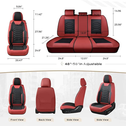 Coverado Front Seat Covers for Cars, 2 Pack Faux Leather Car Seat Covers, Waterproof Automotive Seat Covers Driver Car Seat Protector Car Seat Cushion Universal Fit for Most Cars Trucks SUV, Red&Black