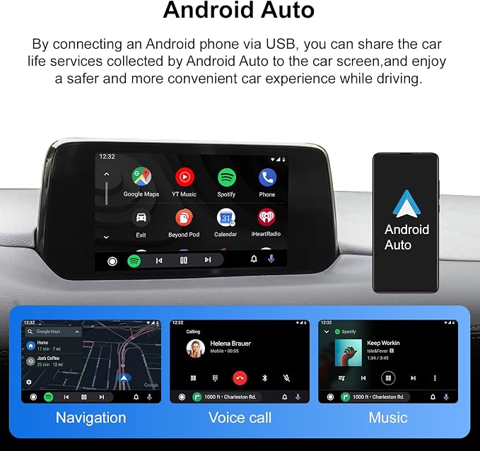 CarPlay & Android Auto Decoder Adapter Retrofit Kit Compatible with Mazda (2014-2021 Year) 2/3/6/CX-3/ CX-5/ CX-9/ MX-5, Supports USB Wired CarPlay&Android Auto/Voice Control/Navigation etc