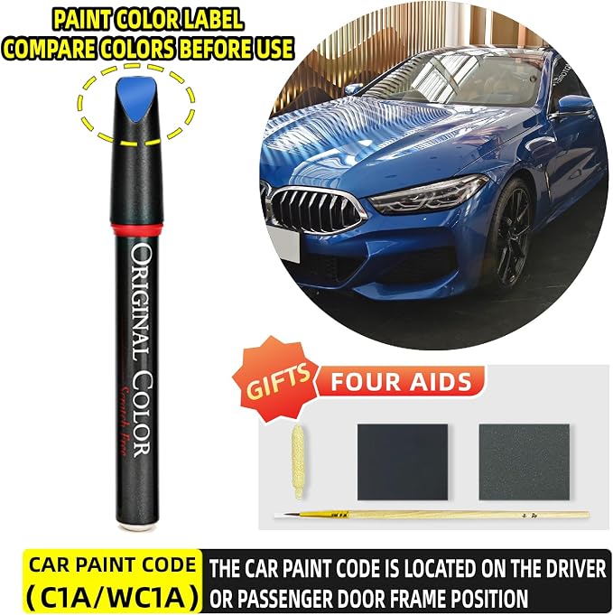 Carhoo C1A/WC1A Sonic Speed Blue Touch Up Paint Suitable For BMW, Genuine Custom Color Absoulutely Without Color Differences (16ml)