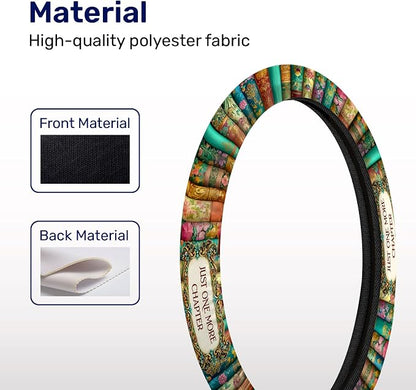 GENANY Reading Books Steering Wheel Cover, Non Slip Polyester Car Wheel Protector for Car SUV Truck, Universal 15 Inch