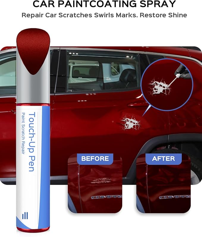 PRP/JRP Deep Cherry Red Crystal Pearl Touch Up Paint Compatible with Jeep Exact Match Chips and Nicks Touch Up