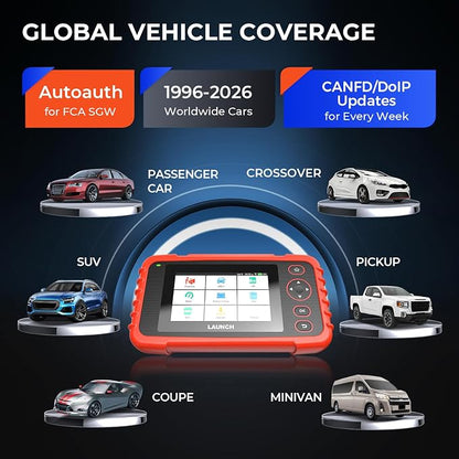 Launch Scanner CRP129X Plus OBD2 Scanner Diagnostic Tool, All System Car Scanner, 12 Reset Injector Coding/Throttle/SAS/Oil/EPB/BMS/TPMS Reset Scan Tool, FCA SGW, CANFD&DoIP, Free Update