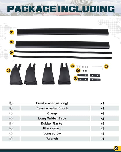 Trumgeta Basic Model Roof Rack Cross Bars Fit for 2024 2025 2026 Toyota Tacoma Double Cab Crossbars Luggage Cargo Carrier for Cargo Bike Kayak Snowboard No Drill Rooftop Accessories