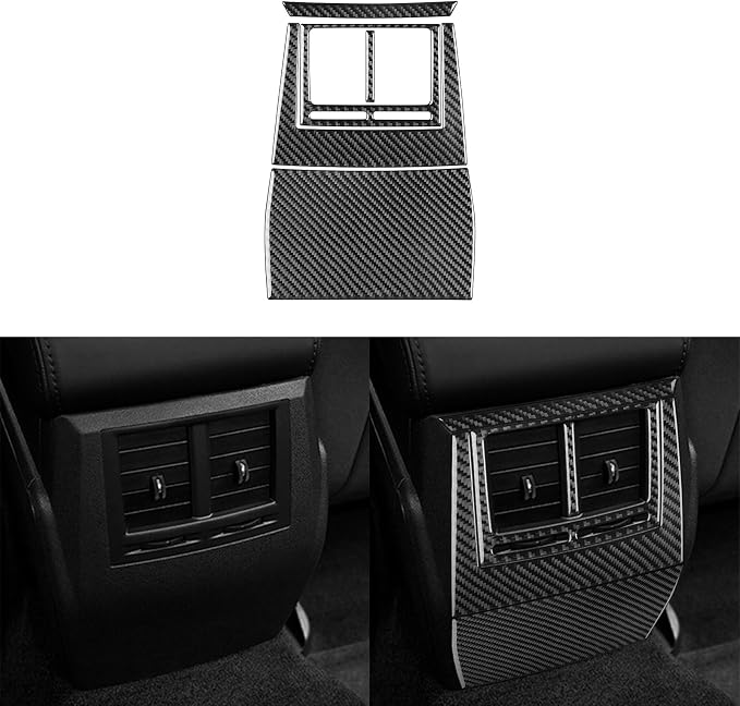 Real Quality Carbon Fiber Trim Car Rear Center Console Sticker Kit Decor Compatible with Dodge Charger 2008 2009 2010 Interior Accessories Decal 5pcs Black