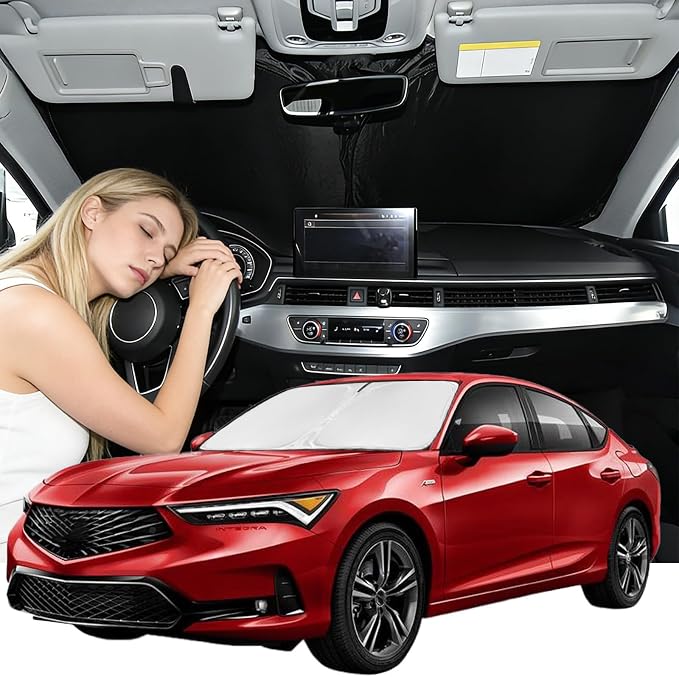 Windshield Sunshade for Acura Integra 2023-2026 Sun Shade Car Windshield Accessories Upgrade 4 Layers Blocks UV Rays Custom Fit Integra 240T Car Window Shades Front Windshield Keep Cool Foldable