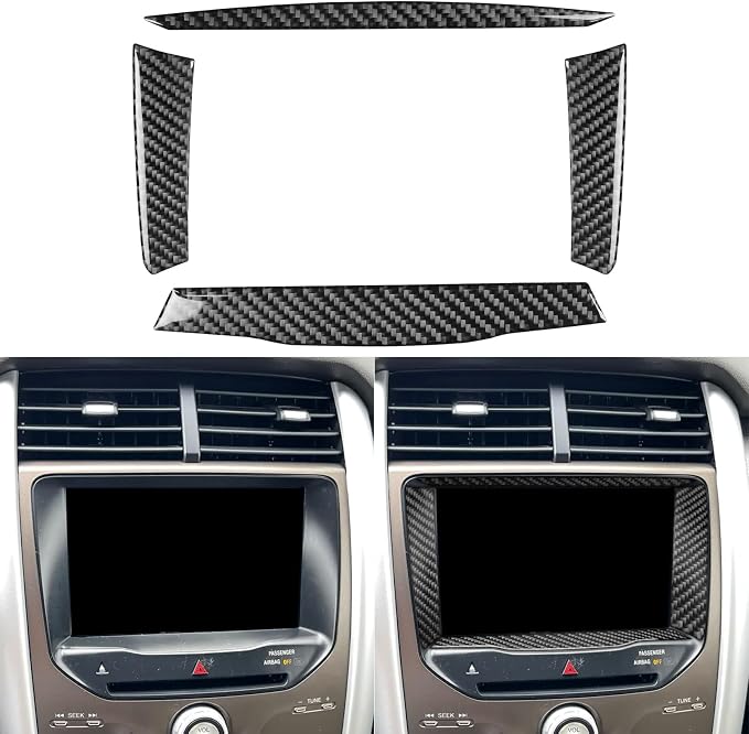 Premium Carbon Fiber Only Compatible with Ford Edge SEL 2011 2012 2013 2014 Accessories Car Center Console Navigation GPS Surround Panel Cover Interior Trim Sticker Decal Black 4PCS