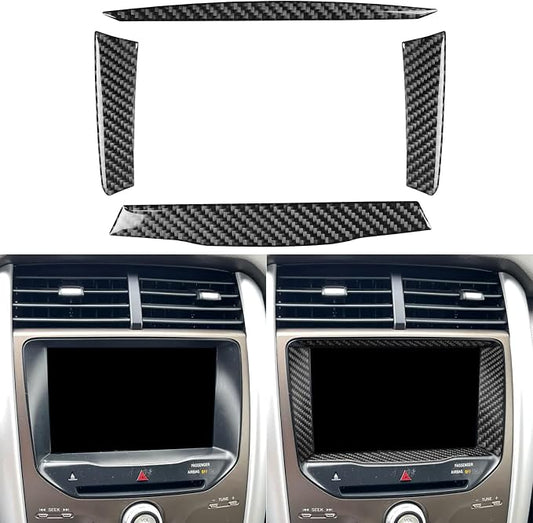 Premium Carbon Fiber Only Compatible with Ford Edge SEL 2011 2012 2013 2014 Accessories Car Center Console Navigation GPS Surround Panel Cover Interior Trim Sticker Decal Black 4PCS
