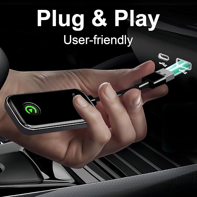 2-in-1 CarPlay Android Auto Wireless Adapter, Plug and Play, No Delay,Plug & Play,CarPlay Converter Dongle for Apple Wired CarPlay Cars & for iPhone iOS 10+, USB & USB C