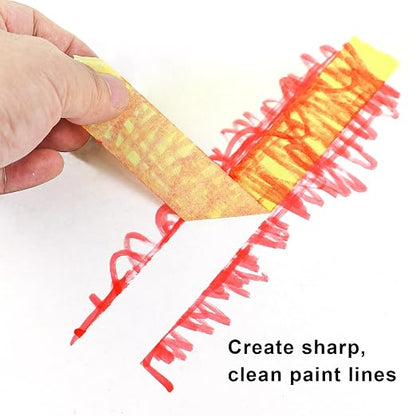 4 Pack Yellow Painters Tape - Masking Tape 0.25", 0.50", 0.75", 1" Wide - Multi-Surface, Smart Adhesion, Multi-Size Pack - 360FT Total - Paint Tape for DIY, Labeling, Art, Car (#3910)