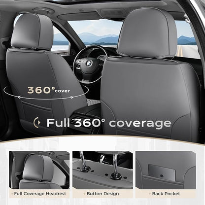 Coverado Car Seat Covers, Front Seat Cover, 2 Pack Luxury Faux Leather Seat Covers for Cars, Waterproof Car Seat Protector Car Seat Cushion, Universal Automotive Seat Covers Fit for Most Cars - Gray
