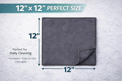 Rugged Peaks Co. Microfiber Cleaning Cloth & Microfiber Towels for Cars (24-Pack, Gray) – 12x12 Premium 70/30 Blend Precision Towels – Ultra Soft, Lint-Free Detail Cloths for Auto, Home & Electronics