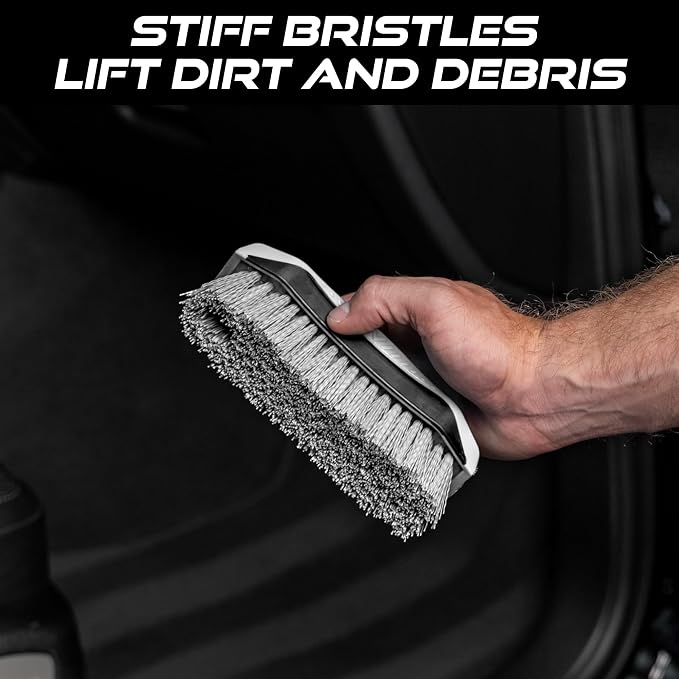 VIKING Carpet Cleaning and Scrub Brush for Floor Mats, Cleaning Brush for Car Interior and Home, Grey, 6.4 x 2.8 x 1.8 Inch