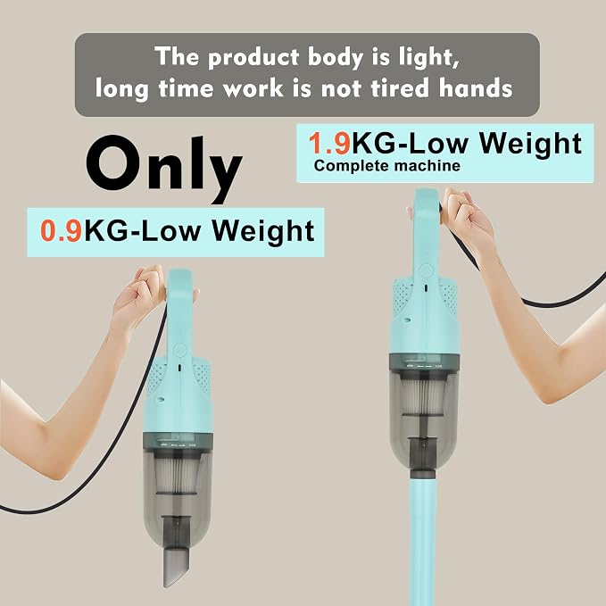 Corded Handheld Vacuum Cleaner,Ultra-Lightweight Mini Portable Vacuums for Home, 6 in 1 Stick Vac Cleaners for Car,Pet Hair(White Corded)