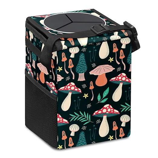 Car Trash Can – Multi-Purpose, Lightweight and Portable with Durable Water-Resistant Coating, No Installation Required, Practical and Ample Capacity, Variety of Colors.Mushroom