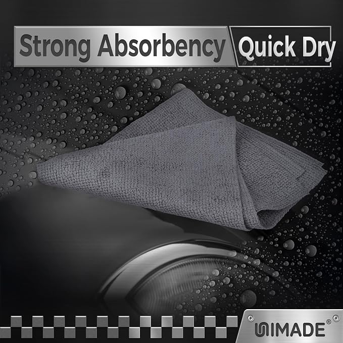 UNIMADE Microfiber Cleaning Cloth, 400 Pack Microfiber Towels for Cars Commercial Grade Work Rags Bulk Detailing Cloth for Automotive Bar Mechanic Restaurant Garage Housekeeping, 11.5"x 11.5", Grey