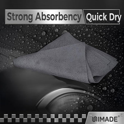 UNIMADE Microfiber Cleaning Cloth, 400 Pack Microfiber Towels for Cars Commercial Grade Work Rags Bulk Detailing Cloth for Automotive Bar Mechanic Restaurant Garage Housekeeping, 11.5"x 11.5", Grey
