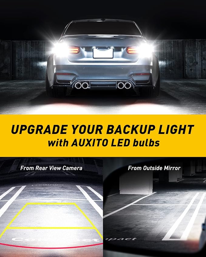 AUXITO 1156 LED Bulb for Reverse Lights, Super Bright White 1141 1073 7506 LED Bulbs with Projector for Reverse Lights Tail Brake Signal Back Up Parking Marker DRL License Plate Lights, 6000K White