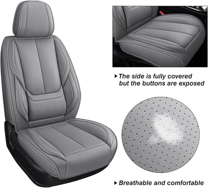 MINGBRON Front Car Seat Covers, Leather Car Seat Covers, Fit for Most Cars SUV and Most Sedan Grey
