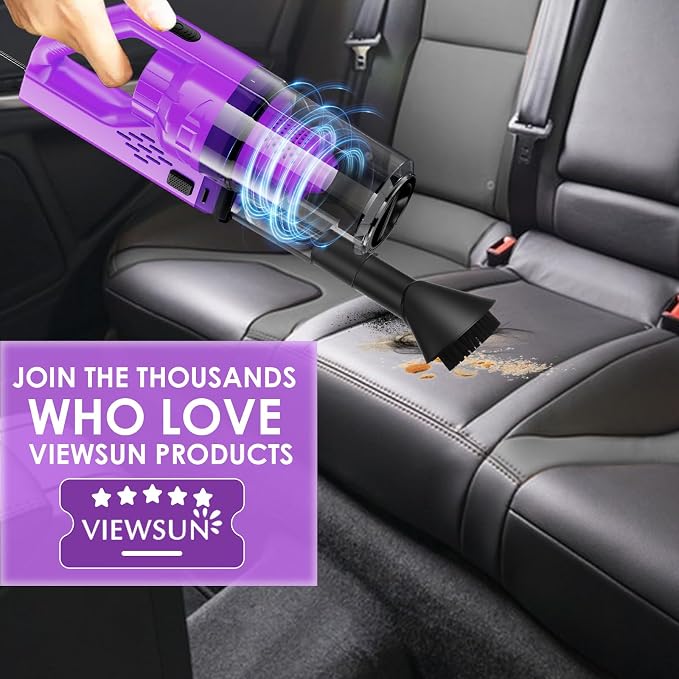 17PCS Car Cleaning Kit, Purple Car Interior Detailing Kit with High Power Handheld Vacuum, Detailing Brush Set, Windshield Cleaner, Cleaning Gel, Complete Auto Accessories for Women Gift