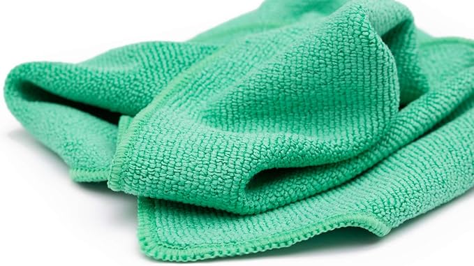 The Rag Company - The Pearl - Professional Microfiber Detailing Towel for Ceramic Coating Leveling and Sealant Removal, Safe and Scratch-Free with No Tags, 320gsm, 16in x 16in, Green -12 Pack