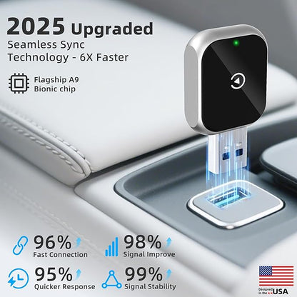 Mini Wireless Carplay Adapter for iPhone - Carplay Wireless Adapter Car Play Dongle, Stable, Grey