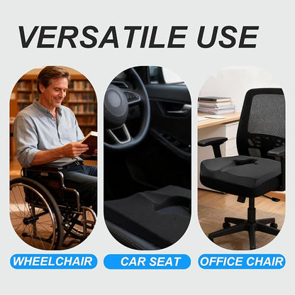 Gel Wheelchair Seat Cushion,Bed Sore Cushions for Butt,hemorrhoid pillow for Chair,Pressure Sore cushion,Memory Foam Butt Pillow,Sciatica,Coccyx,Pressure Ulcer Pain Relief,Washable Cover(Black