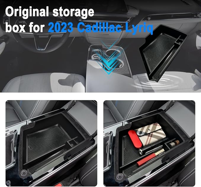 SHAOHAO for 2025 2026 Cadillac Lyriq Center Console Organizer Tray for 2023 2024 2025 2026 Cadillac Lyriq Accessories (Luxury/Tech/Sport) Secondary Armrest Insert Storage Box Lyriq 2026 Console Tray