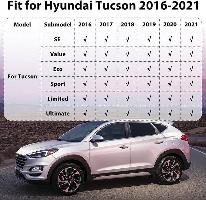 Floor Mats & Cargo Liner for 2016-2021 Hyundai Tucson Custom Fit All Weather Protection TPE Car Mats Waterproof Anti-Slip Automotive Full Coverage Set Accessories 1st & 2nd Row & Trunk Mat