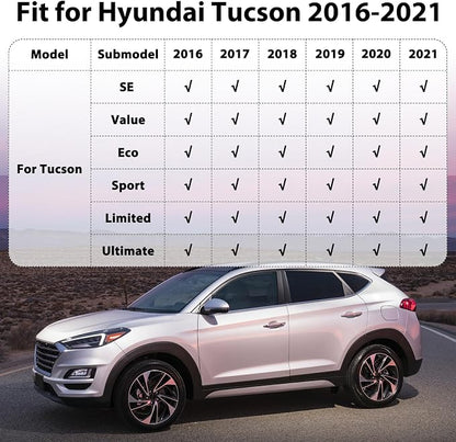 Floor Mats & Cargo Liner for 2016-2021 Hyundai Tucson Custom Fit All Weather Protection TPE Car Mats Waterproof Anti-Slip Automotive Full Coverage Set Accessories 1st & 2nd Row & Trunk Mat