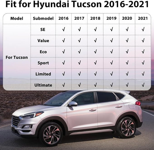 Floor Mats & Cargo Liner for 2016-2021 Hyundai Tucson Custom Fit All Weather Protection TPE Car Mats Waterproof Anti-Slip Automotive Full Coverage Set Accessories 1st & 2nd Row & Trunk Mat