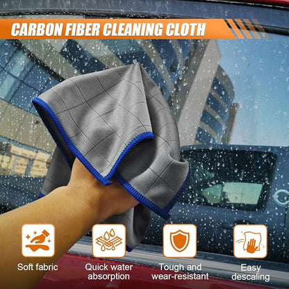Car Carbon Microfiber Towels, 12" x 12" No Lint No Streak Cleaning Towel, Reusable Soft Car Wash Cloth, Universal Auto Polishing Detailing Rag for Glass Window Mirror(Blue)