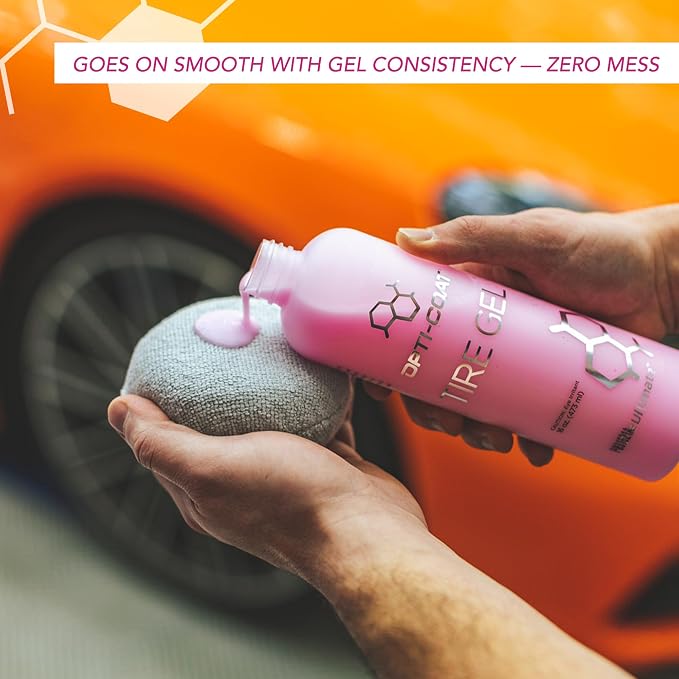OPTI-COAT – Tire Gel – High Gloss Finish and Excellent Durability; Used to Protect and Dress Tires, Wheel Wells, Interior, & Exterior Plastic Trim; Protects from Ozone, UV, & Oxidation (16 Fl. Oz.)